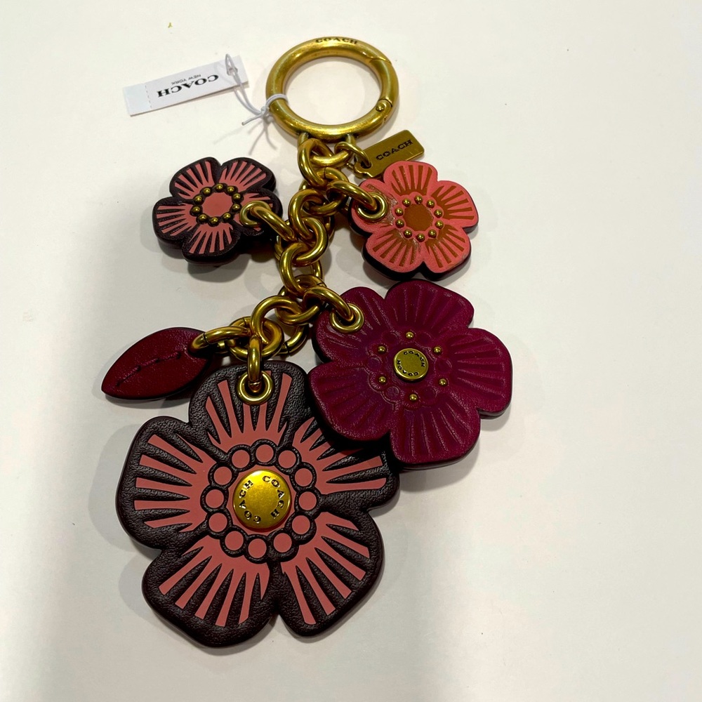NWT Coach Tea Rose Charm Keychain